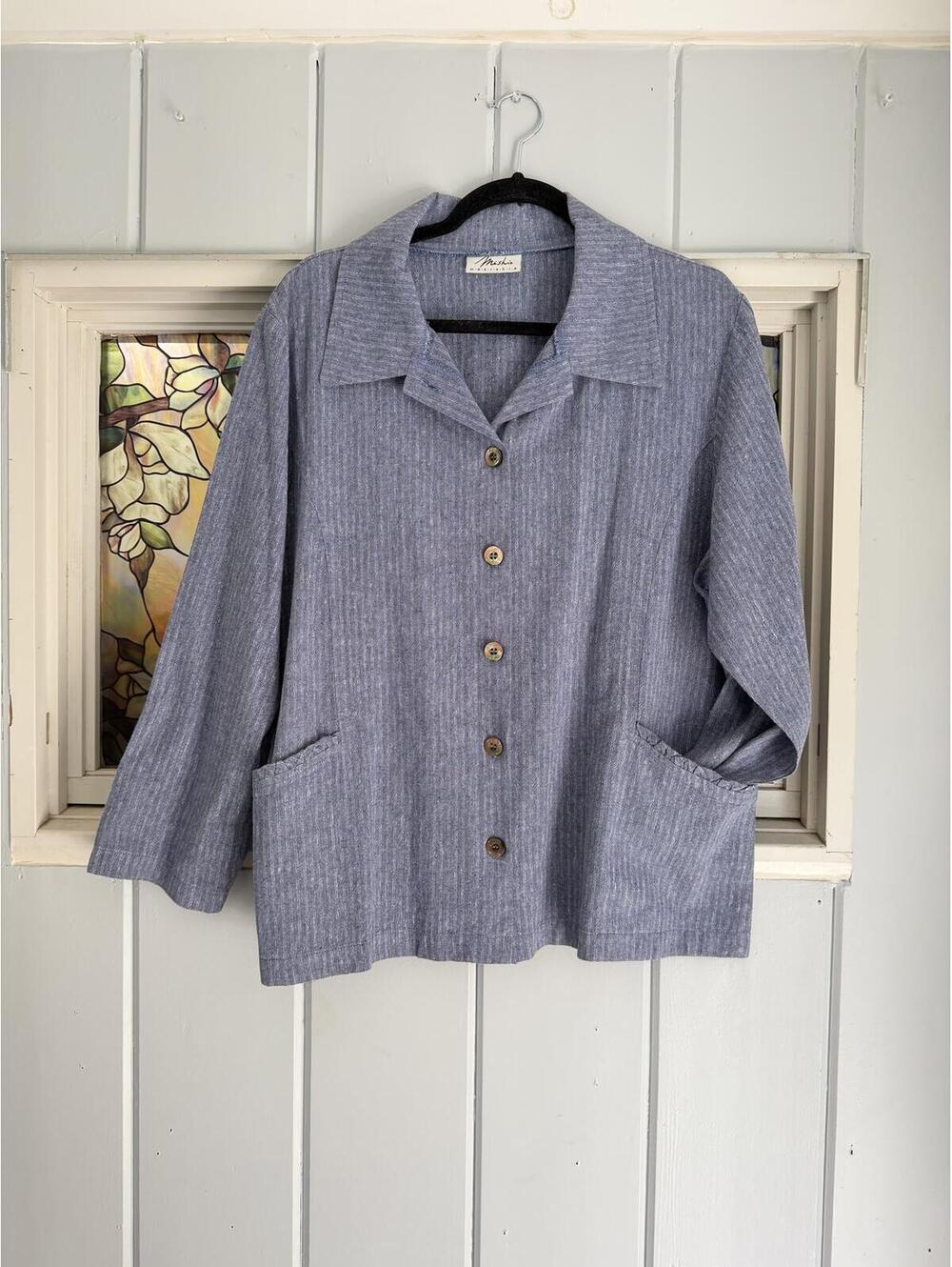 Mishi wearables Light Blue Button-Up Long Sleeve Jacket